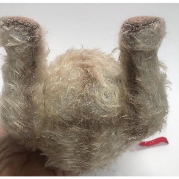 Artist Handmade OOAK Mohair Pot Belly Bear Red Beret & Skeleton Key Around Neck - Picture 9 of 10